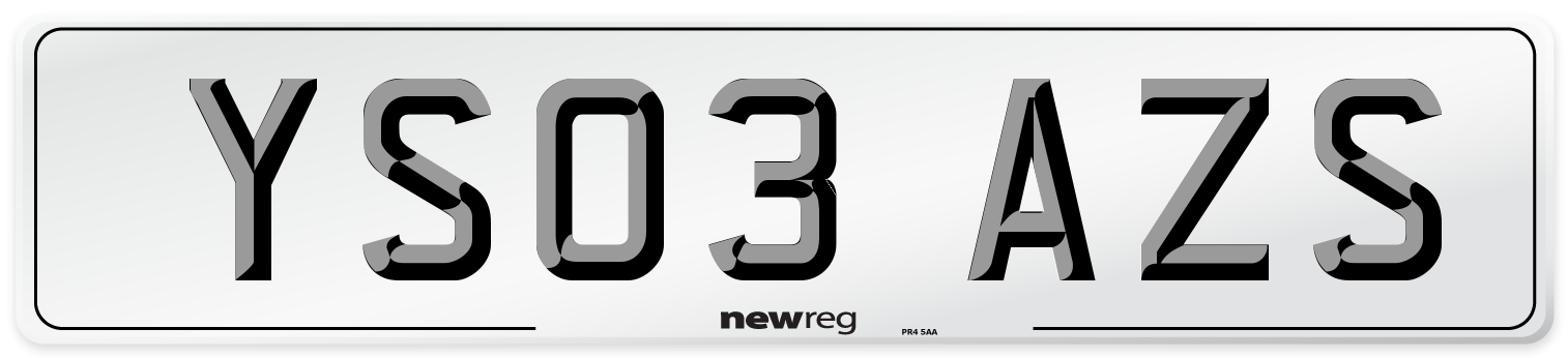 YS03 AZS Number Plate from New Reg